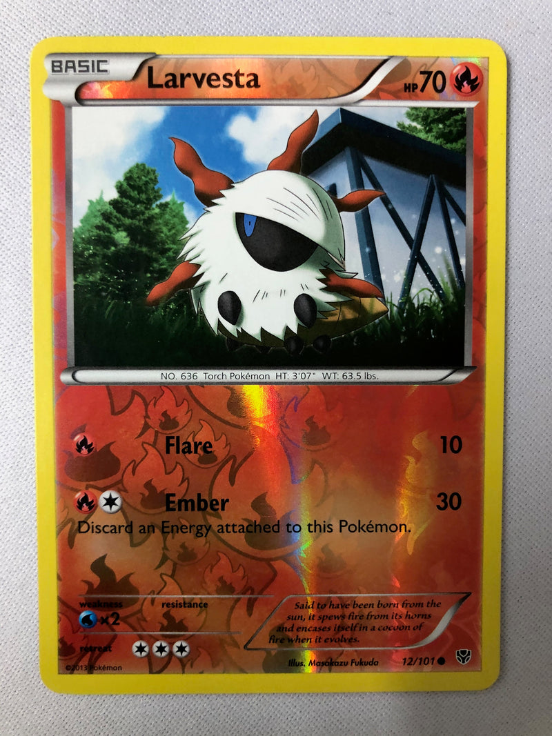Larvesta 12/101 Plasma Blast Reverse Holo Common Pokmon Card NM Larvesta 12/101 Plasma Blast Reverse Holo Common Pokmon Card NM