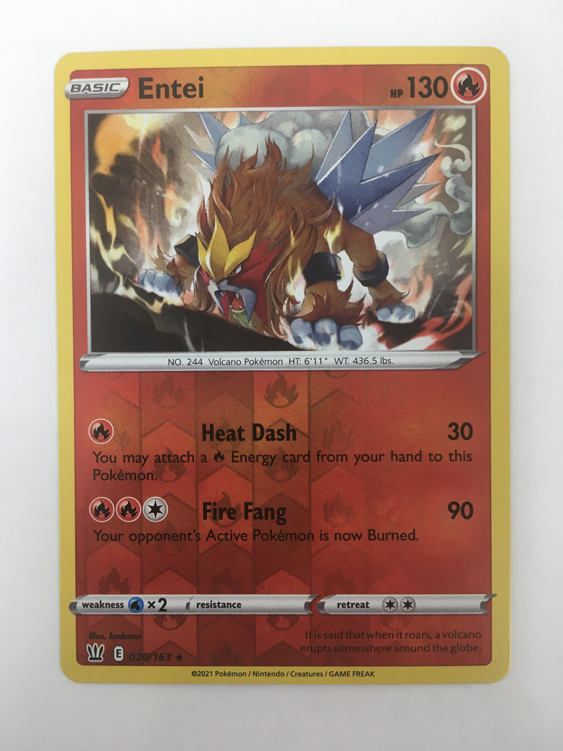 Entei 020/163 Battle Styles Reverse Holo Foil Pokemon Card Near Mint Entei 020/163 Battle Styles Reverse Holo Foil Pokemon Card Near Mint