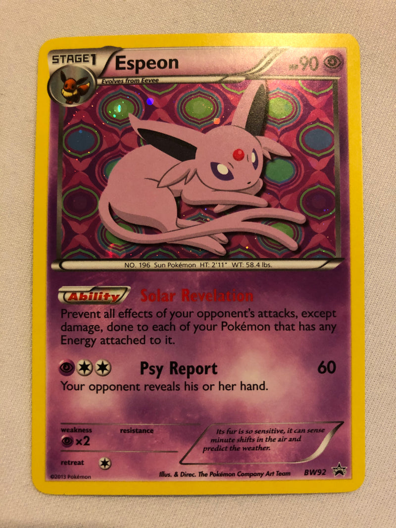 Espeon BW92 Holo Rare Black Star Promo Pokemon Card Lightly Played