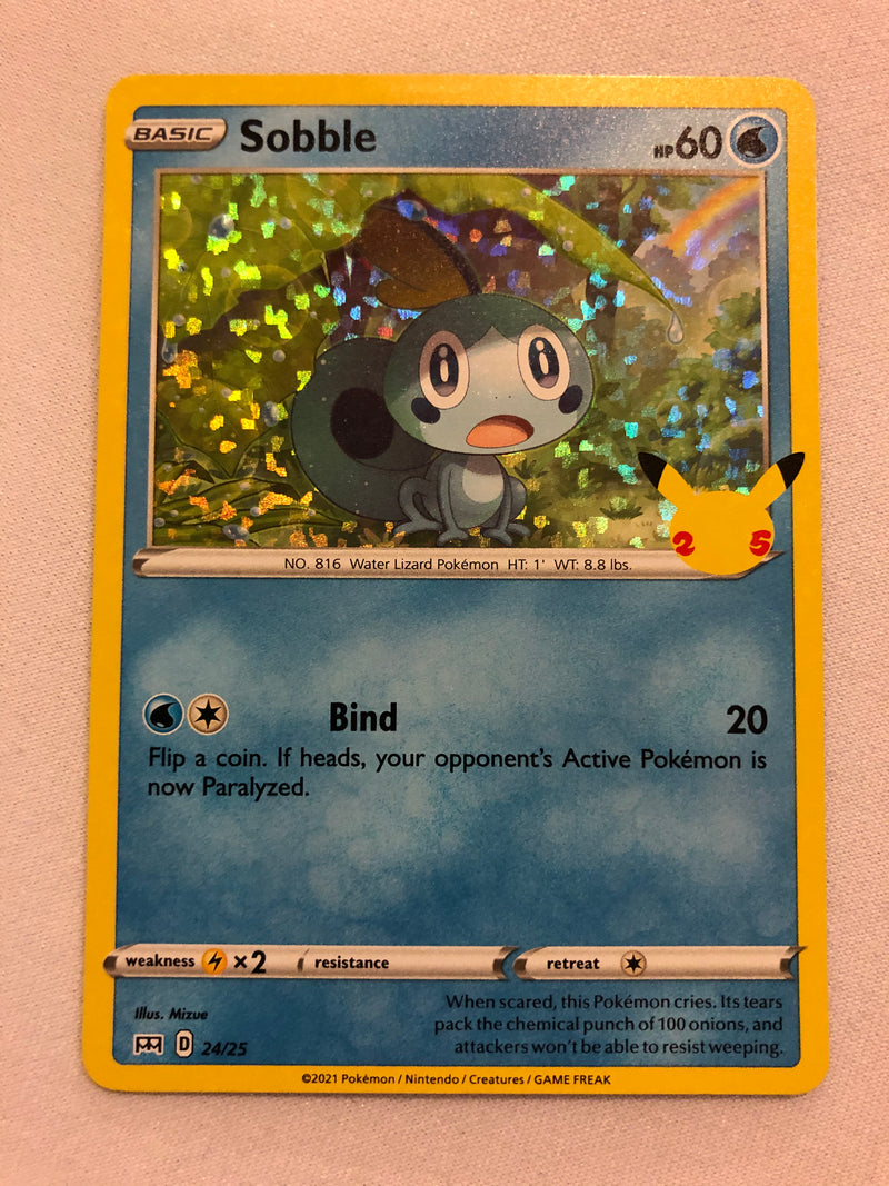 sobble pokemon card mcdonalds Sobble 24/25 McDonalds Pokemon 25th Anniversary Holo Pokemon Card Near Mint