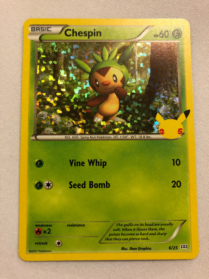Chespin 6/25 McDonalds 25th Anniversary Holo Rare Pokemon Card Near Mint