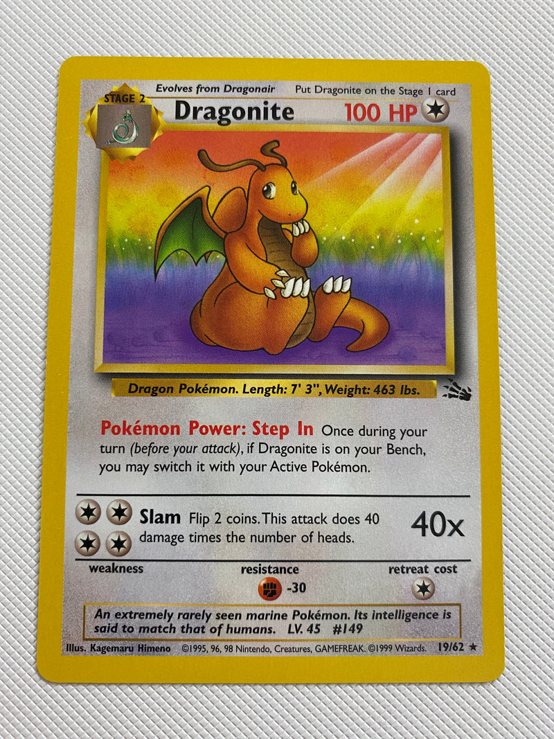 Dragonite  19/62  Rare Unlimited Pokemon Card Near Mint