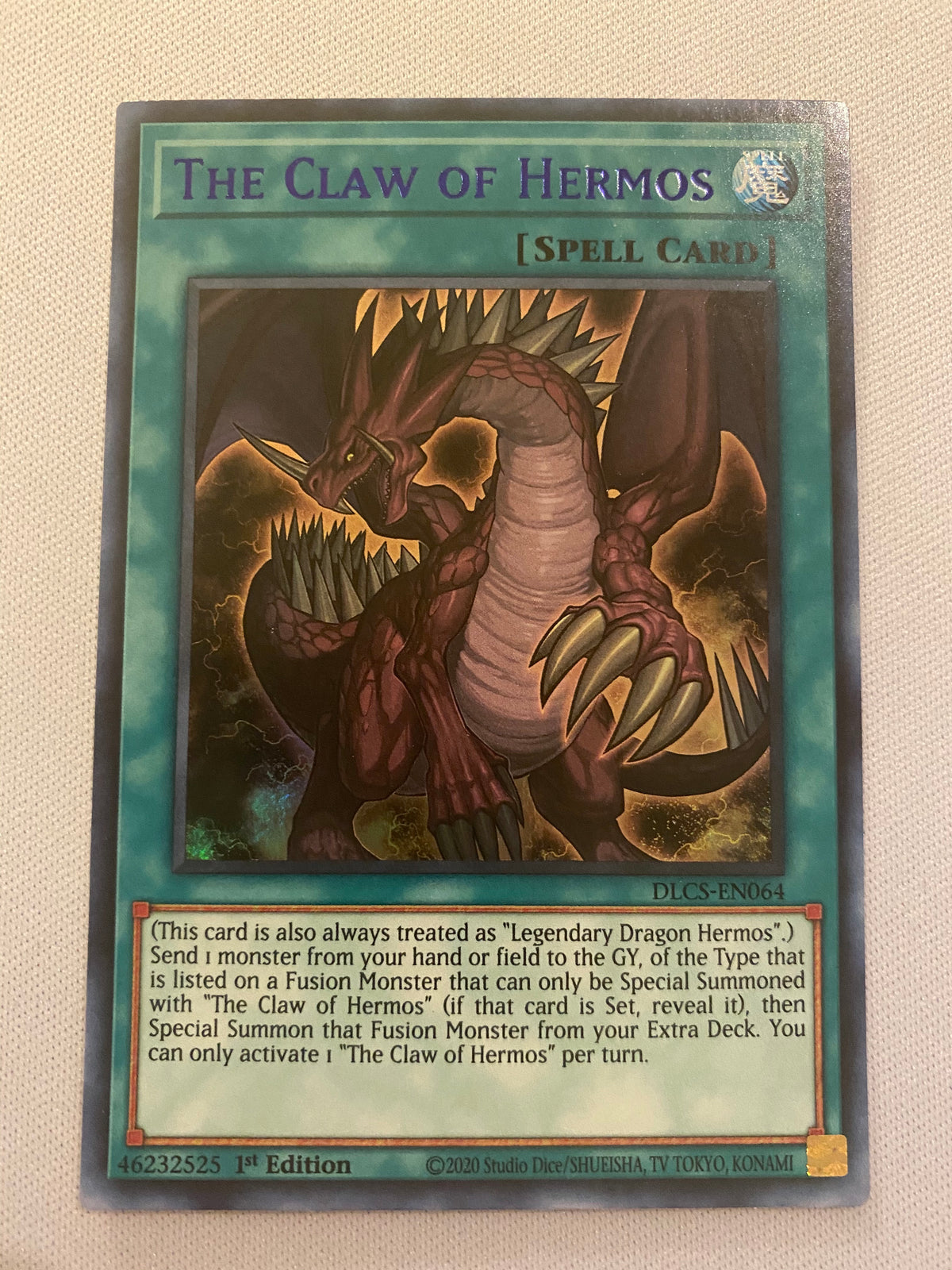 yugioh hermos card Yugioh The Claw of Hermos Blue DLCS-EN064 1st Edition Ultra Rare Near