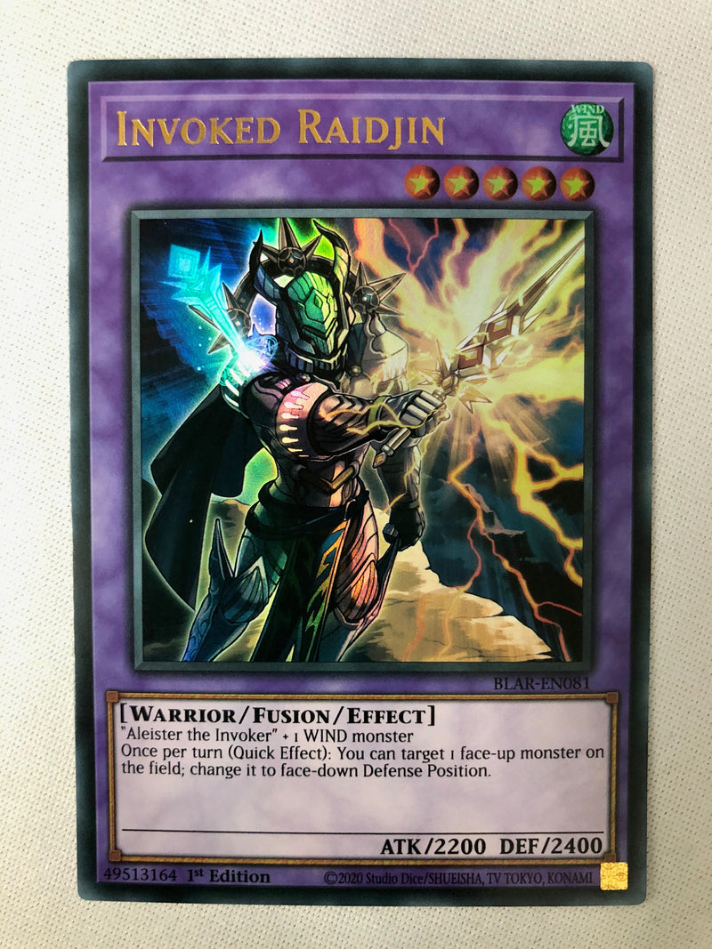 Yugioh Invoked Raidjin BLAR-EN081 Ultra Rare 1st Edition Near Mint
