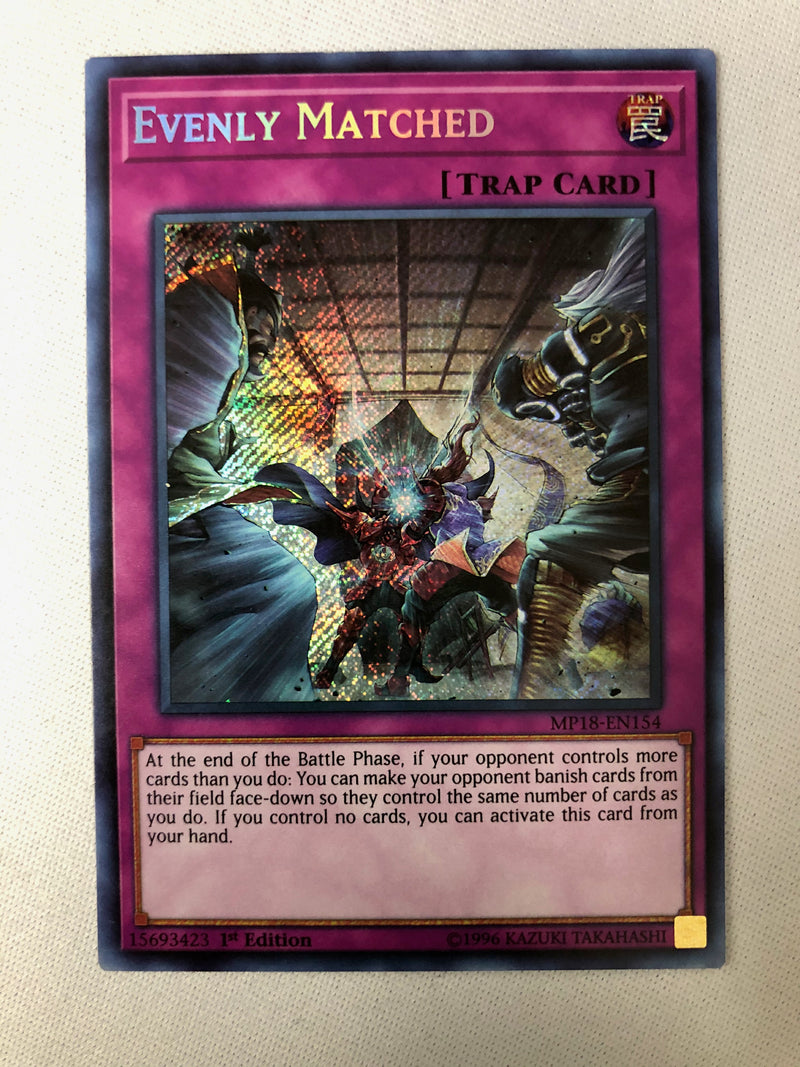 Yugioh Evenly Matched MP18-EN154 Secret Rare 1st Edition Near Mint