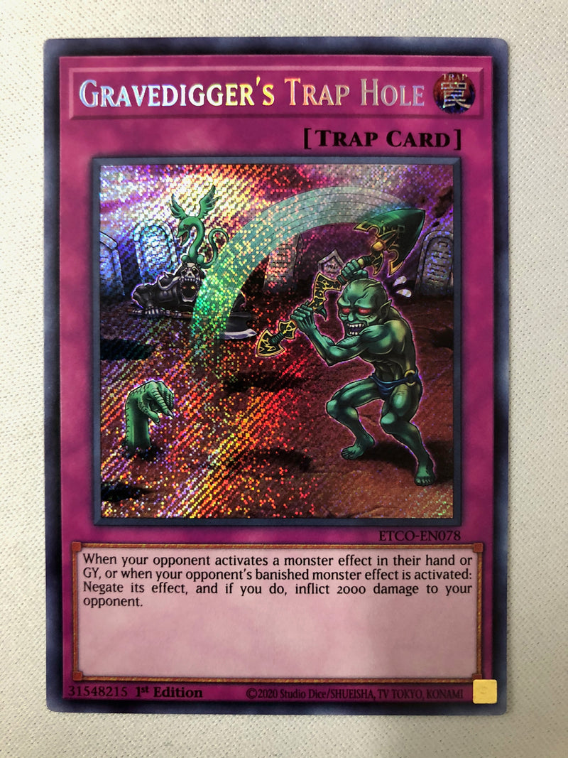 Yugioh Gravedigger's Trap Hole ETCO-EN078 1st Edition Secret Rare NM