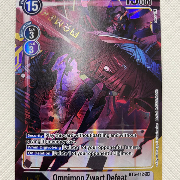 Digimon TCG Omni-Omnimon Zwart Defeat BT5-112 Alternate Art SEC Holo R Digimon TCG Omni-Omnimon Zwart Defeat BT5-112 Alternate Art SEC Holo R