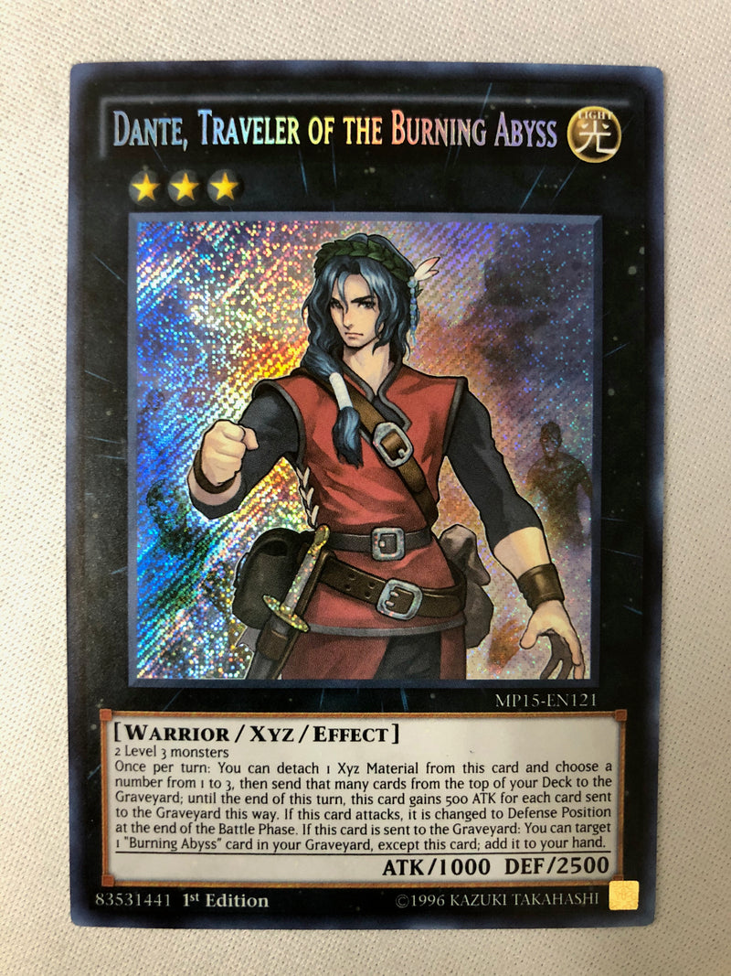 Yugioh Dante, Traveler of the Burning Abyss MP15-EN121 Secret Rare 1st Edition NM