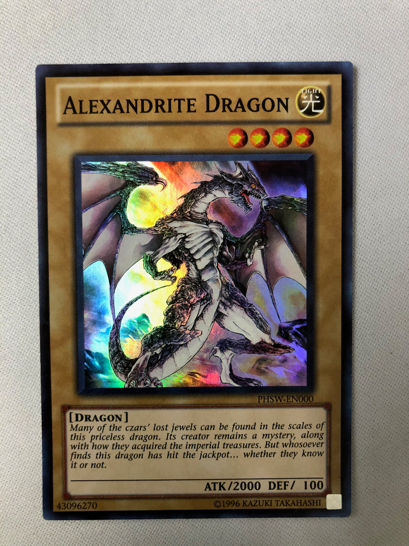 what is a super rare yugioh card Yugioh Alexandrite Dragon PHSW-EN000 Super Rare Unlimited Near Mint