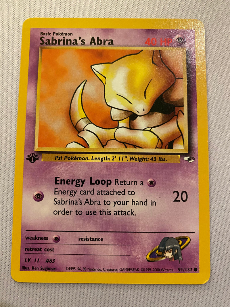 Sabrina''s Abra 91/132 Common 1st Edition Common Pokemon Card Near Min Sabrina''s Abra 91/132 Common 1st Edition Common Pokemon Card Near Min
