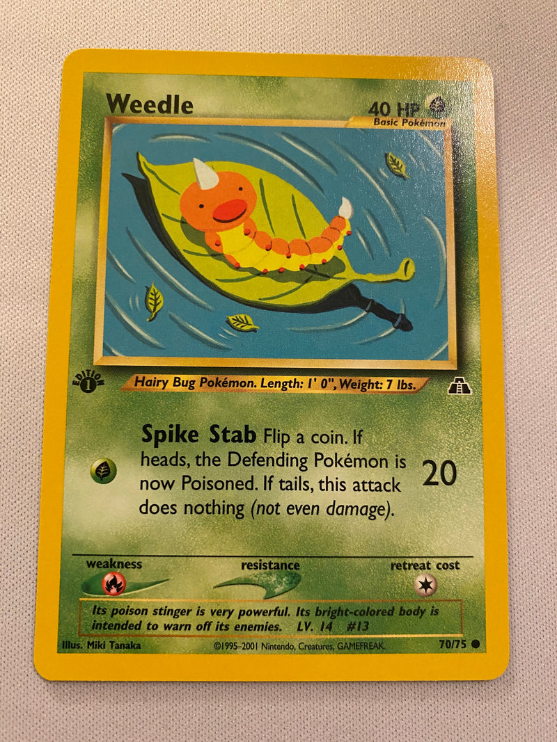 Weedle 70/75 1st Edition Common Pokemon Card Near Mint Weedle 70/75 1st Edition Common Pokemon Card Near Mint