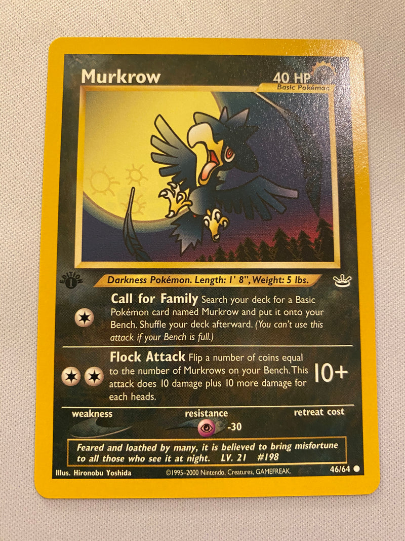 Murkrow  46/64  1st Edition Pokémon Card Near Mint