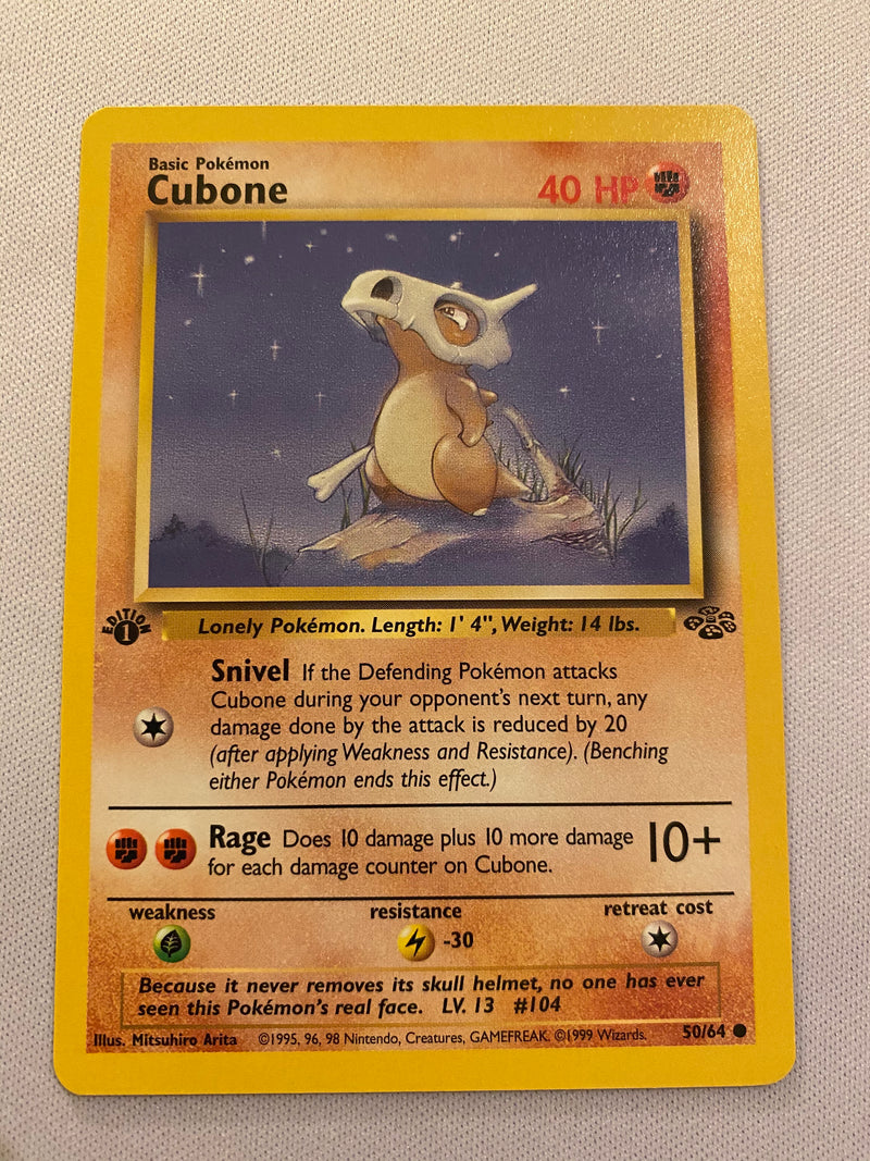 Cubone 50/64 1st Edition Common Pokemon Card Near Mint