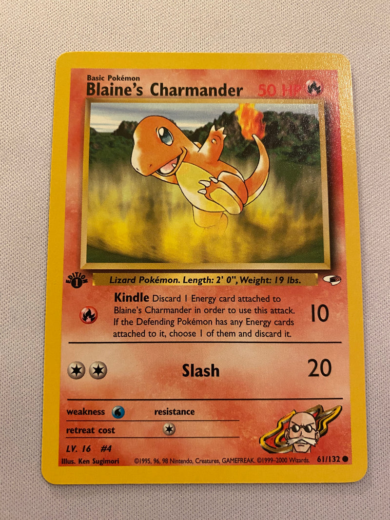 Blaine's Charmander 61/132 1st Edition Pokemon Card Near Mint Blaine's Charmander 61/132 1st Edition Pokemon Card Near Mint