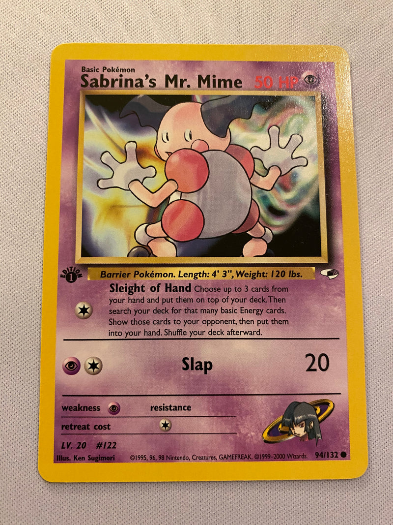 Sabrina's Mr. Mime 94/132 1st Edition Pokemon Card Near Mint