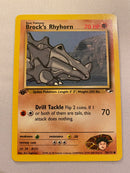 Brock''s Rhyhorn 70/132 1st Edition Near Mint Common Pokemon Card Near Mint