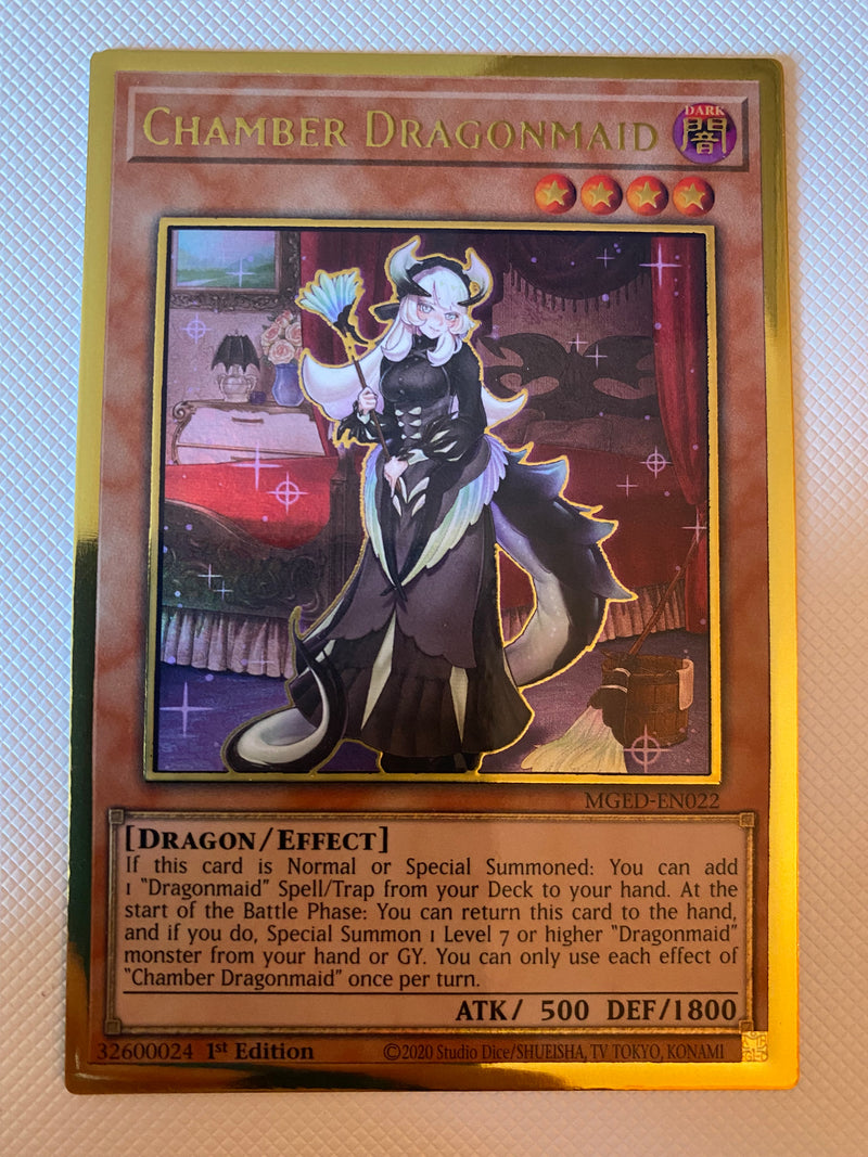 Yugioh Chamber Dragonmaid MGED-EN022 Premium Gold Rare 1st Edition NM Yugioh Chamber Dragonmaid MGED-EN022 Premium Gold Rare 1st Edition NM
