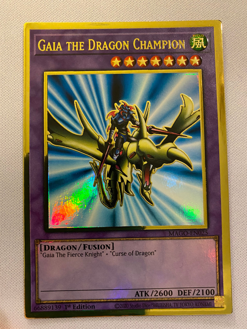 Yugioh Gaia the Dragon Champion MAGO-EN025 1st Edition Gold Rare Near Yugioh Gaia the Dragon Champion MAGO-EN025 1st Edition Gold Rare Near