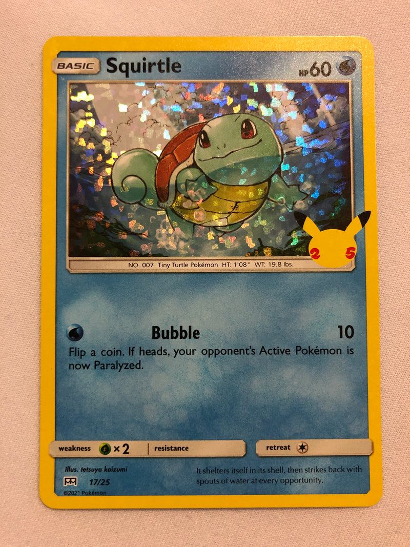 Squirtle 17/25 Holo 25th Anniversary Mcdonalds Promo Pokemon Card Near Squirtle 17/25 Holo 25th Anniversary Mcdonalds Promo Pokemon Card Near