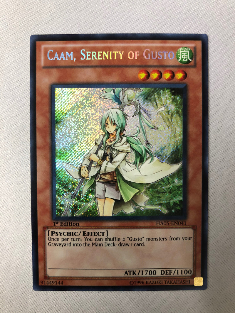 Caam, Serenity of Gusto HA05-EN041 Secret Rare 1st Edition Near Mint