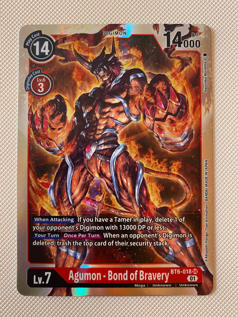 Digimon TCG Agumon Bond of Bravery BT6-018 Holo Near Mint