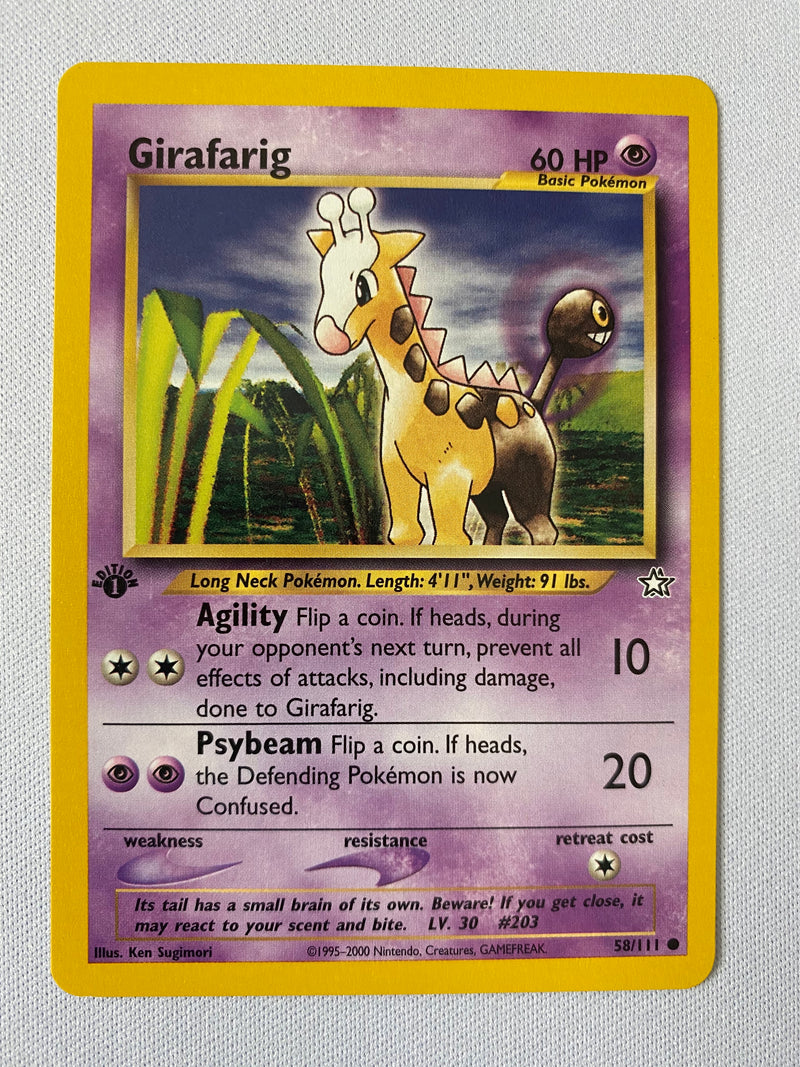 Girafarig 58/111  1st Edition  Neo Genesis Pokemon Card Near Mint