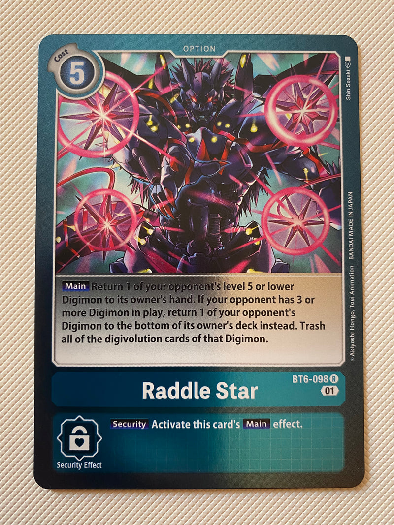 Digimon TCG Raddle Star  BT6-098 Rare Near Mint