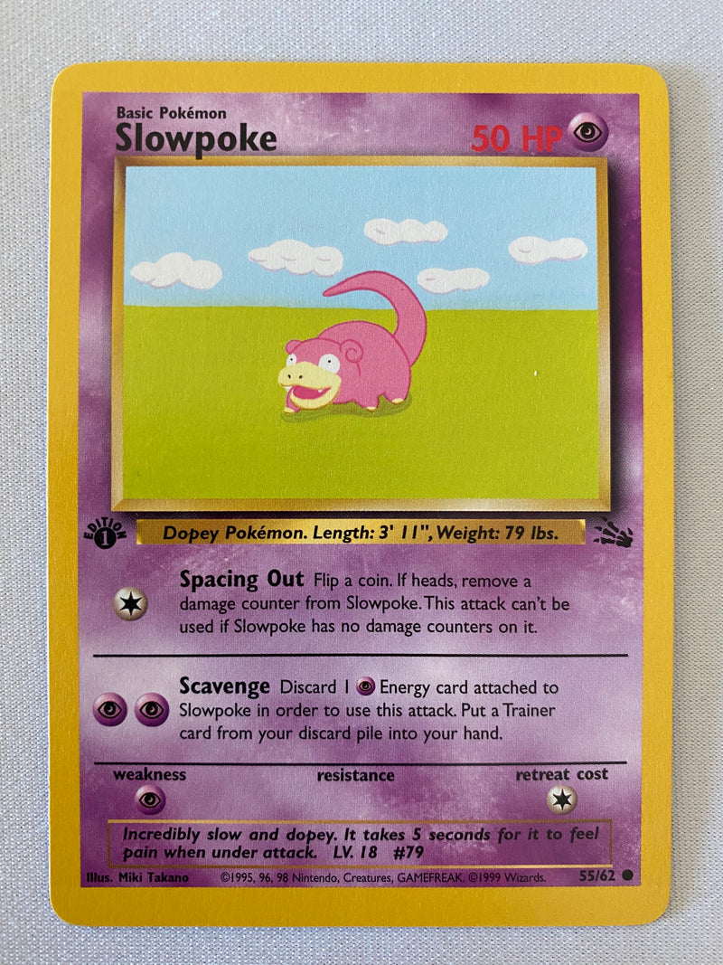 Slowpoke 55/62 1st Edition Pokemon Card Near Mint