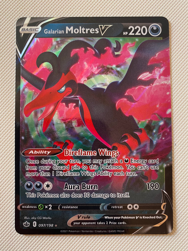 Galarian Moltres V 097/198  Pokemon Card SWSH Chilling Reign Naer Mint