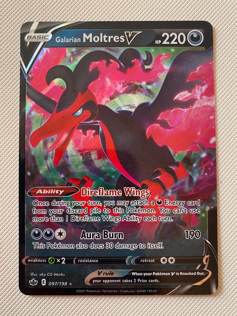 basic moltres pokemon card Galarian Moltres V 097/198 Pokemon Card SWSH Chilling Reign Naer Mint