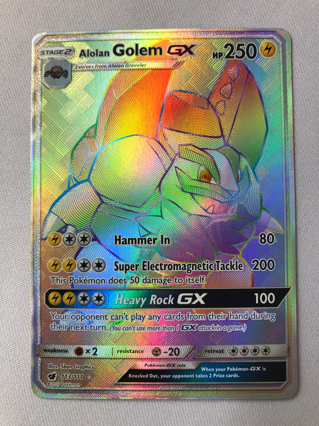 golem pokemon card price Alolan Golem GX 113/111 Rainbow Hyper Secret Rare Pokemon Card Near Mi