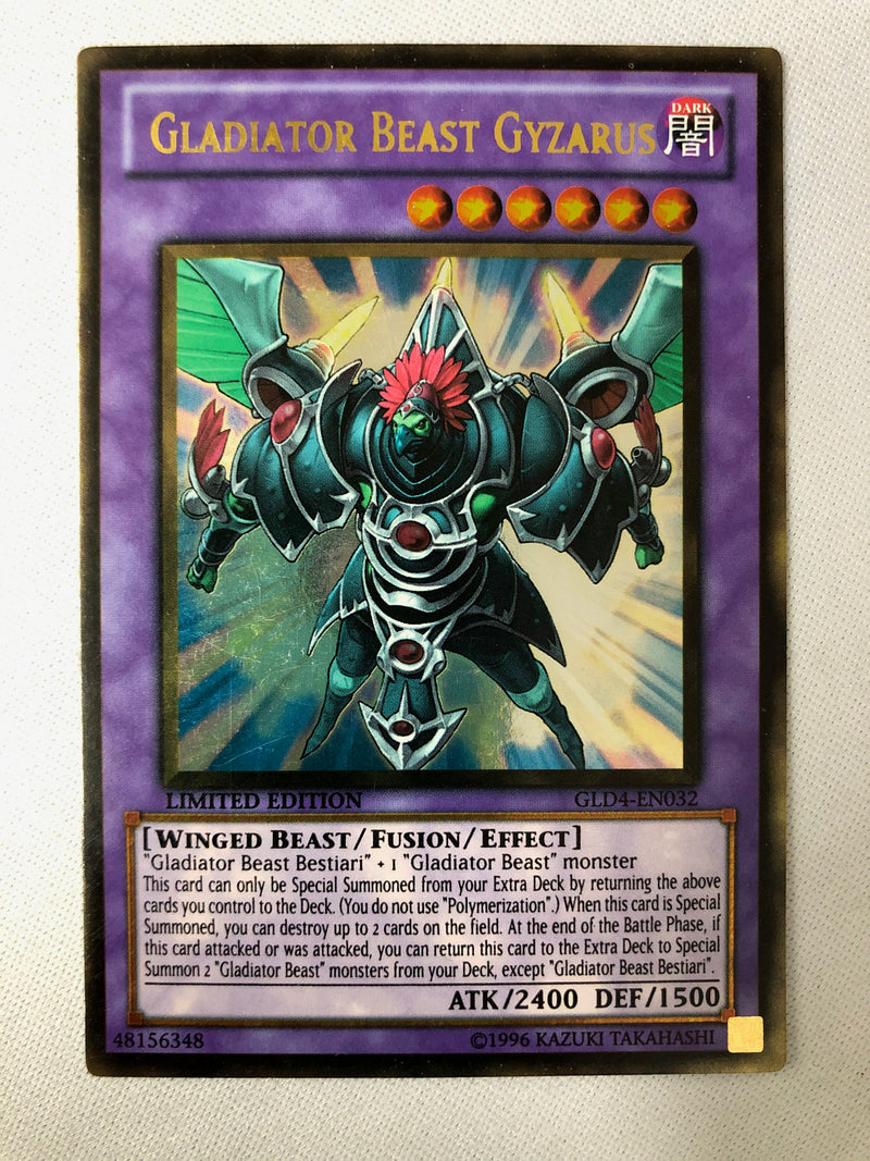 Yugioh Gladiator Beast Gyzarus GLD4-EN032 Gold Rare Limited Edition NM