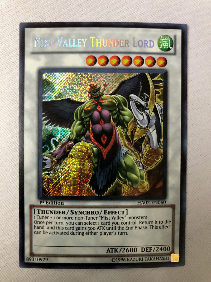 Yugioh Mist Valley Thunder Lord HA02-EN060 Secret Rare 1st Edition NM Yugioh Mist Valley Thunder Lord HA02-EN060 Secret Rare 1st Edition NM
