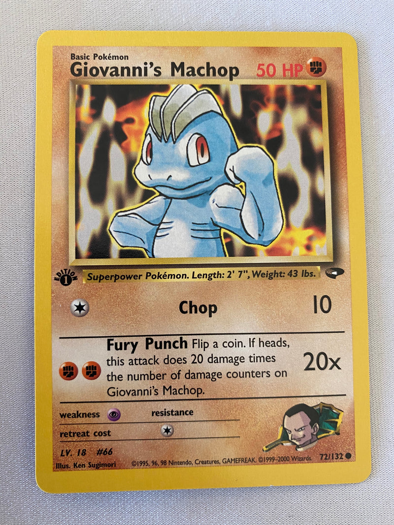 Giovanni''s Machop 72/132  Common 1st Edition Pokemon Card  Near Mint