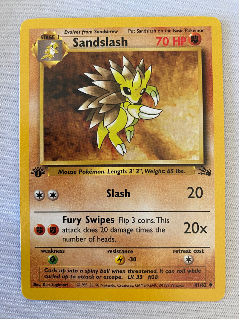 Sandslash 41/62 1st Edition Uncommon Pokemon Card Near Mint