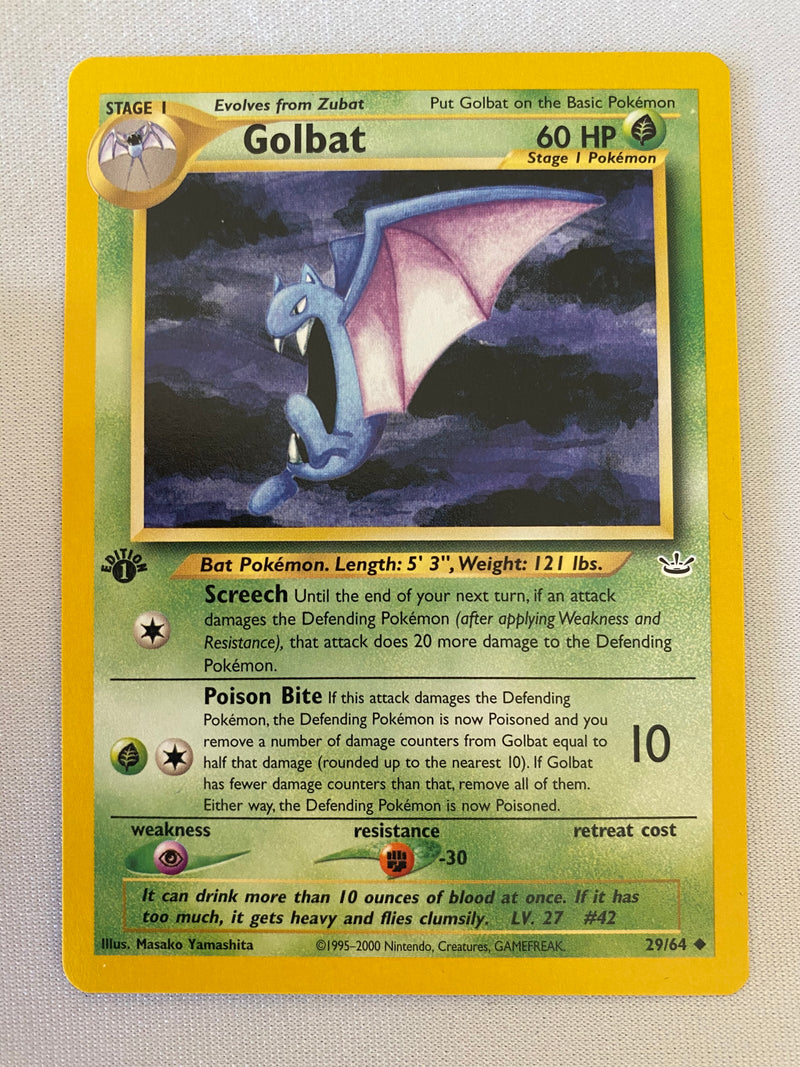 Golbat 29/64 1st Edition Uncommon Pokemon Card Near Mint