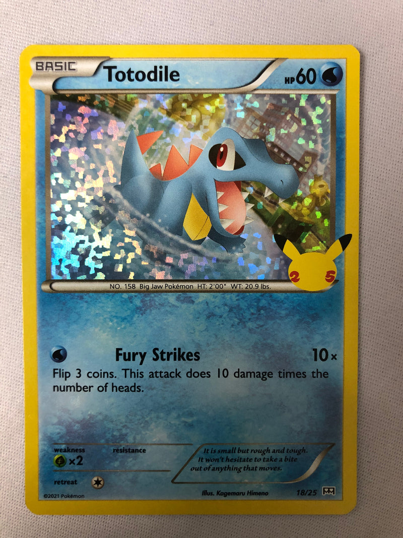 Totodile 18/25 Holo 25th Anniversary Mcdonalds Promo 2021 Card NM Totodile 18/25 Holo 25th Anniversary Mcdonalds Promo 2021 Card NM