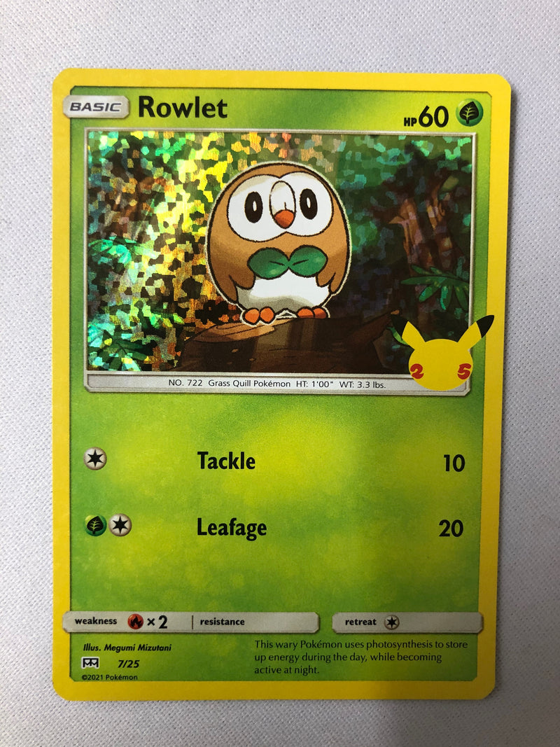 Rowlet 7/25 Holo Pokemon McDonald’s 25th Anniversary Promo Card 2021 NM