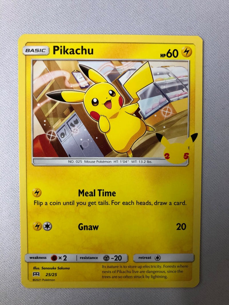 Pikachu 25/25 Non-Holo Pokemon TCG Mcdonalds 25 Anniversery Pokemon Card M/NM