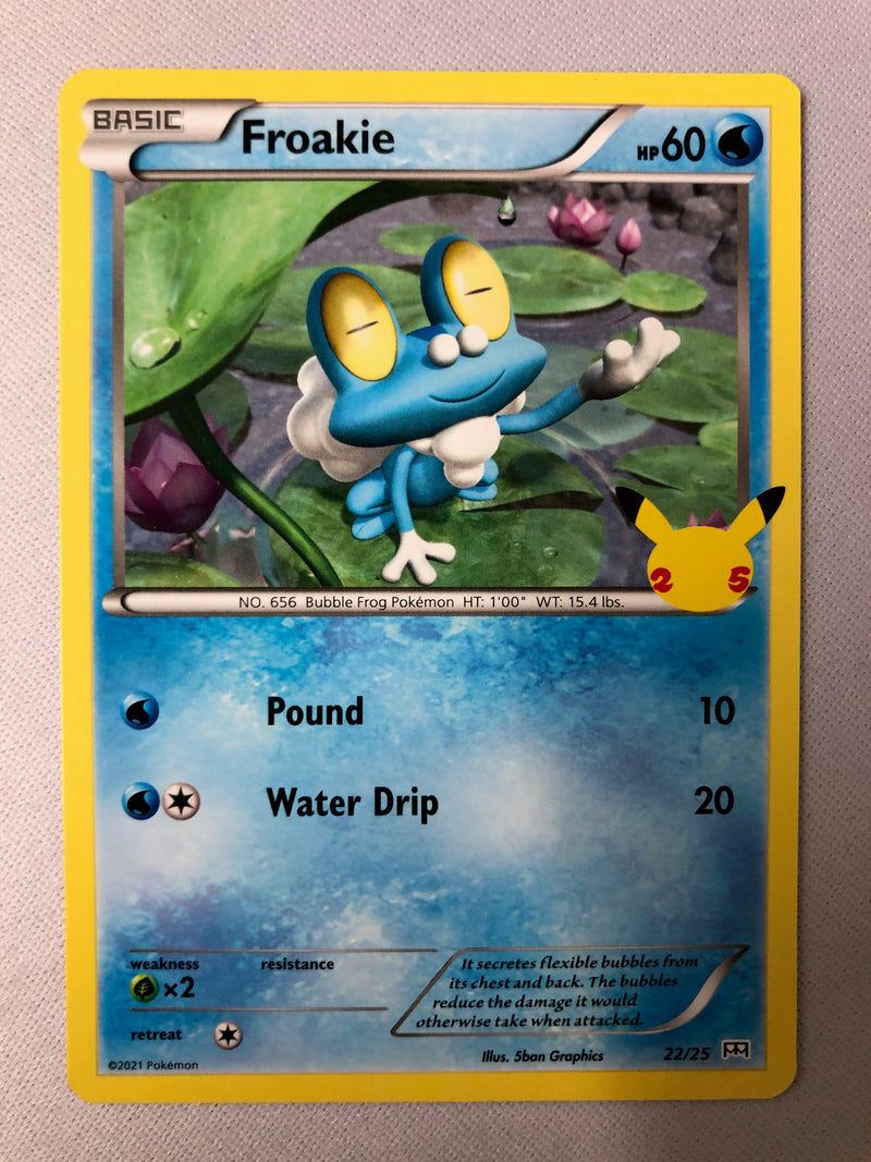 Froakie 22/25 Non-Holo Rare McDonalds 25th Anniversary Pokemon Card Near Mint