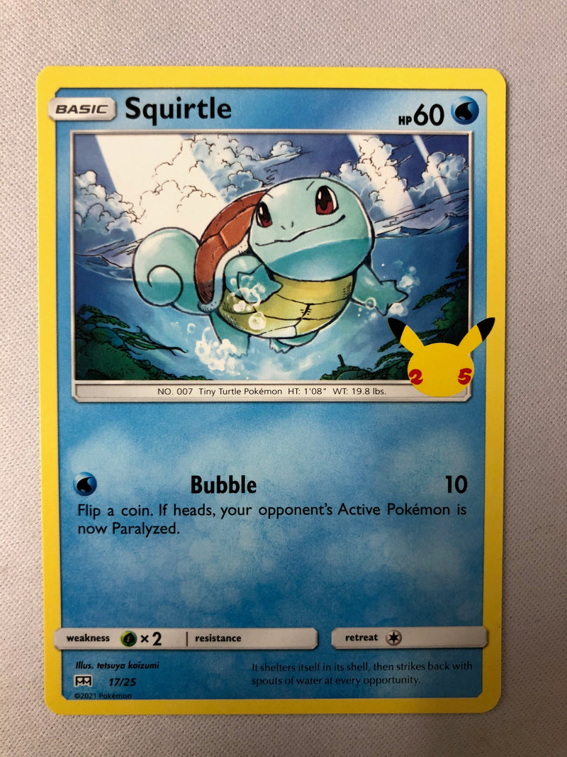 Squirtle 17/25 Non-Holo 25th Anniversary Mcdonalds Promo Pokemon Card Near Mint