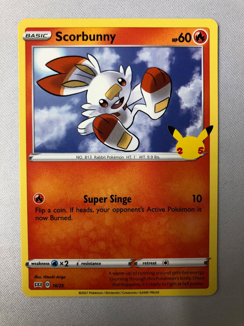 Scorbunny 16/25 Non-Holo Pokemon McDonalds 25th Anniversary Promo Card 2021 NM