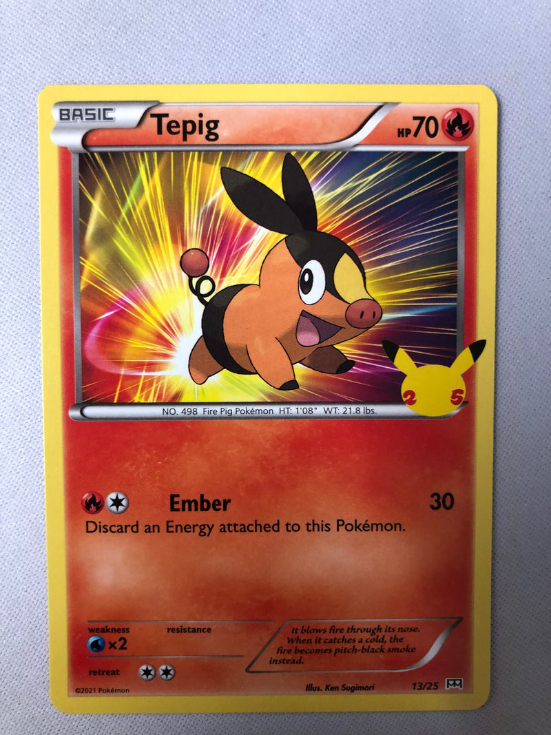 Tepig 13/25 Non-Holo McDonald’s 25th Anniversary Promo Card 2021 NM