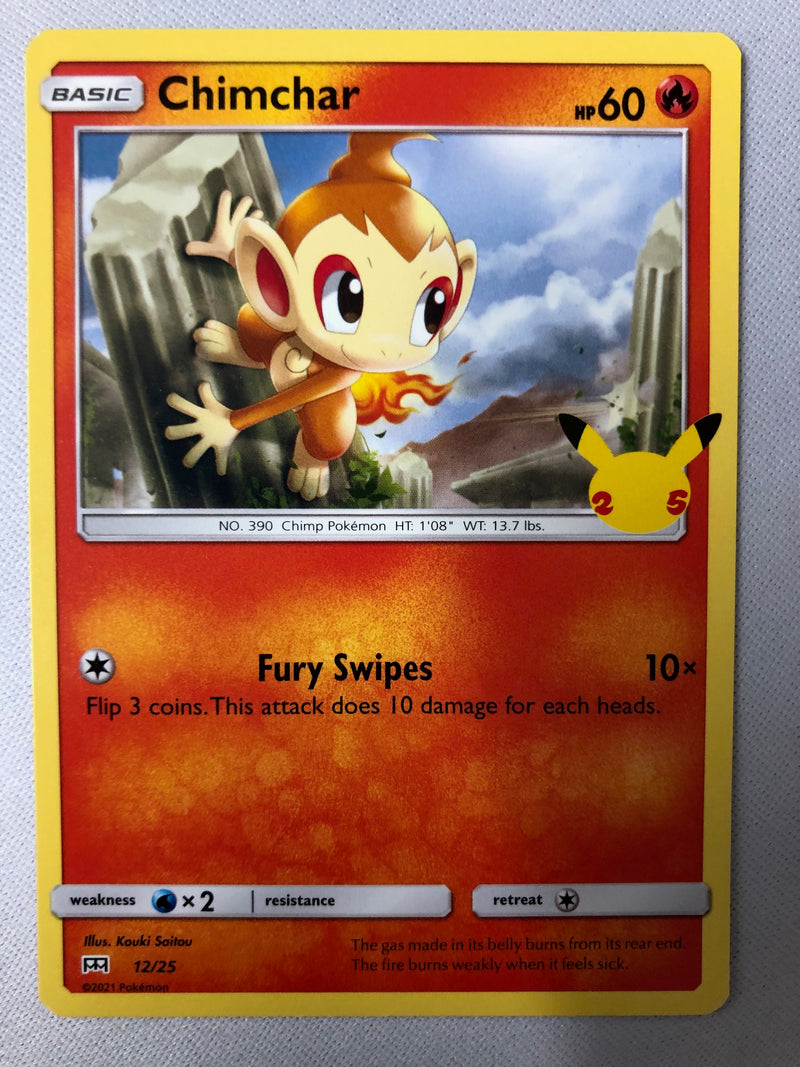 Chimchar 12/25 Non-Holo Pokemon Mcdonald's 25th Anniversary Promo Card Chimchar 12/25 Non-Holo Pokemon Mcdonald's 25th Anniversary Promo Card