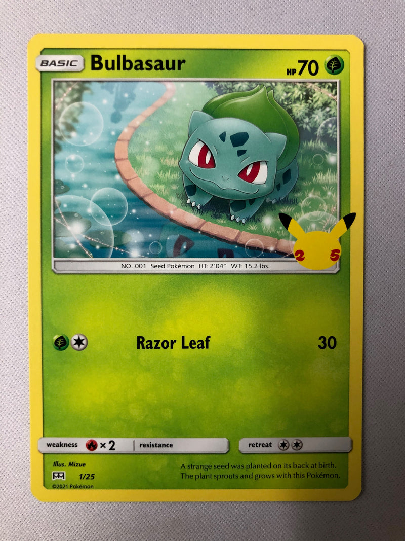 Bulbasaur 1/25 Non-Holo 25th Anniversary McDonald’s Promo Pokemon Card Near Mint