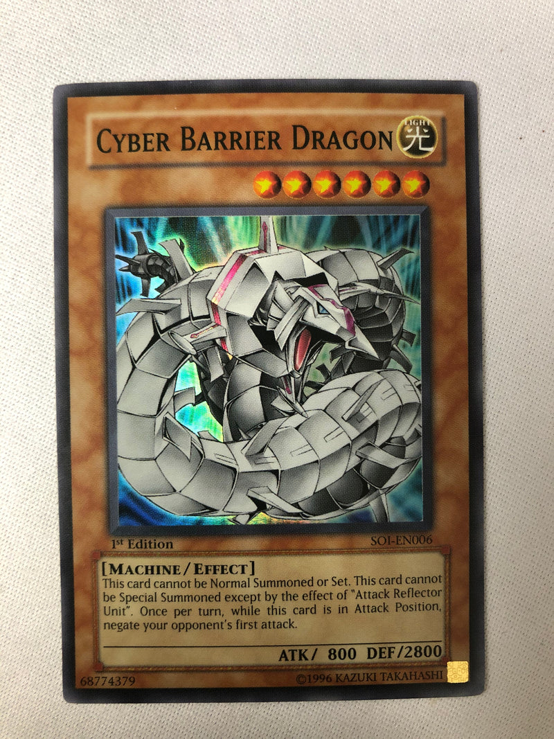 Yugioh Cyber Barrier Dragon SOI-EN006 Super Rare 1st Edition Near Mint