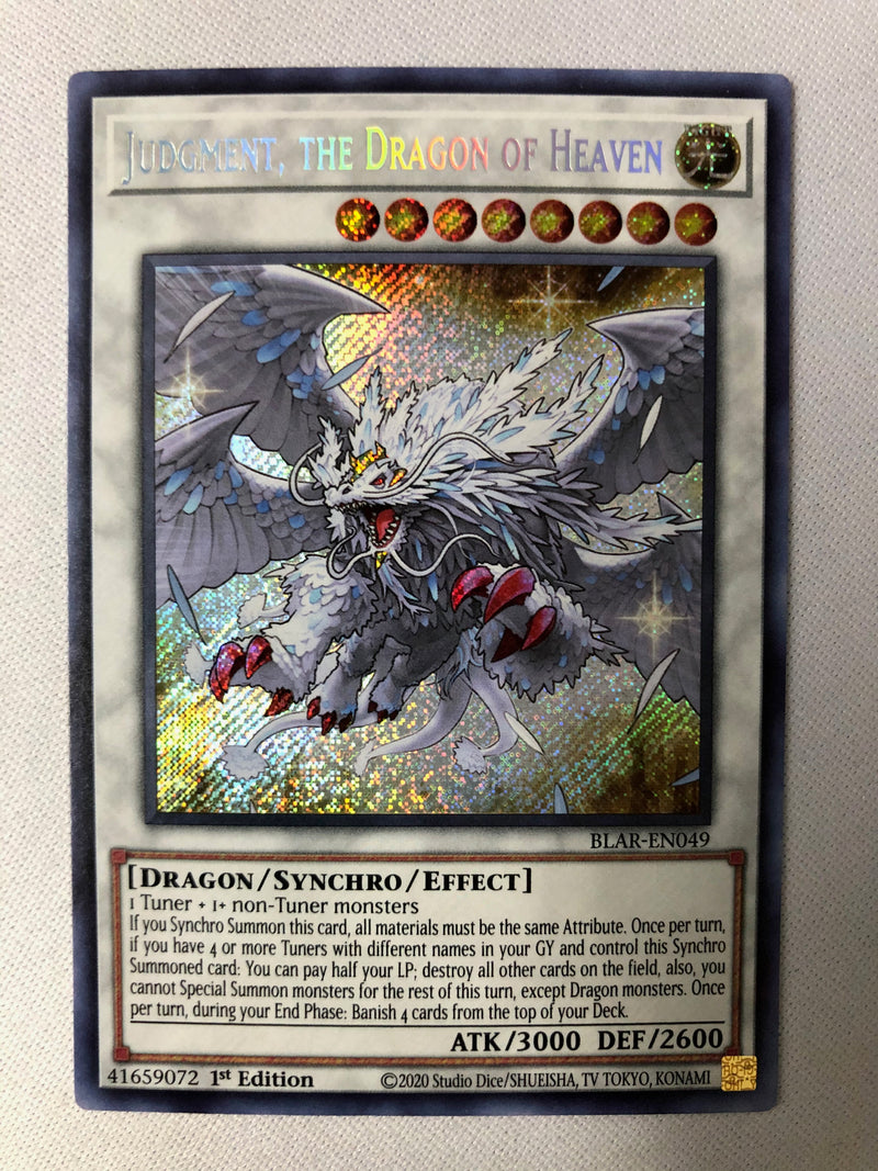 Yugioh Judgment, The Dragon of Heaven BLAR-EN049 Secret Rare 1st Edition NM