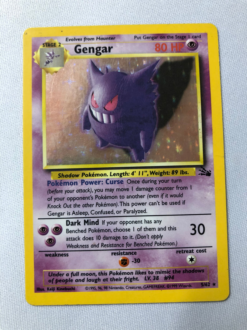 Gengar 5/62 Fossil Set Holo Rare Pokemon Card Near Mint/Excellent