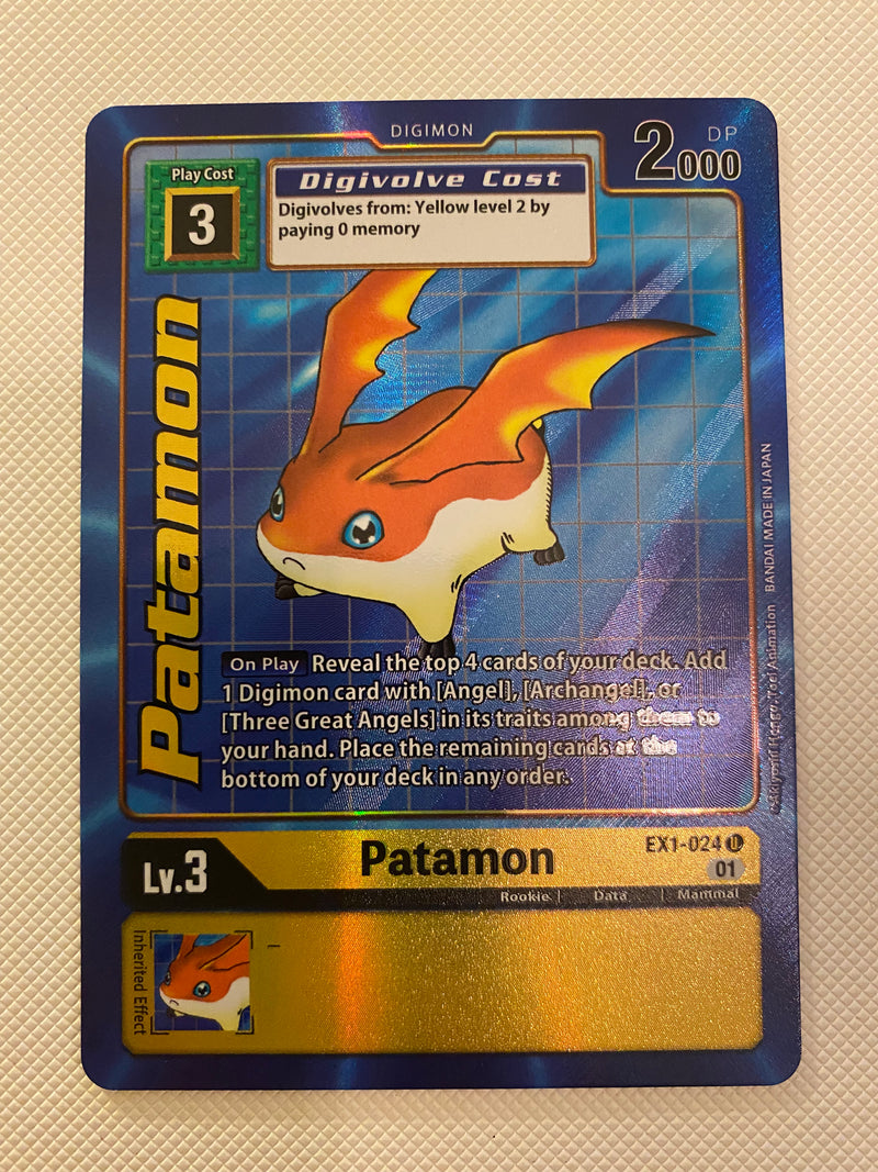 Digimon TCG Patamon Alternate Alt Art EX1-024 Holo Near Mint Digimon TCG Patamon Alternate Alt Art EX1-024 Holo Near Mint