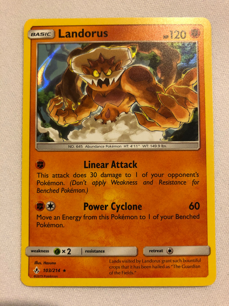 Landorus 103/214 Unbroken Bonds Holo Rare Pokemon Card Near Mint